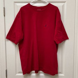 Nautica Mens Red XXL T-Shirt Crewneck 100% Cotton Blue Logo